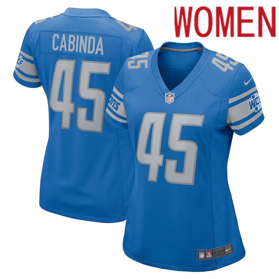 Women Detroit Lions #45 Jason Cabinda Nike Blue Nike Game Player NFL Jersey->women nfl jersey->Women Jersey